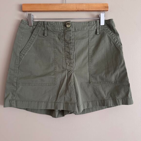 Theory Green Cargo Cotton Shorts Size 10 - Picture 1 of 6